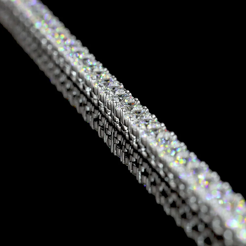 14K White Gold Tennis Necklace with 140 Brilliant Cut Round Lab Diamonds - E-F VS Clarity, 12.56 Carat Total Weight - Covaloro Fine Jewelry - Image 3