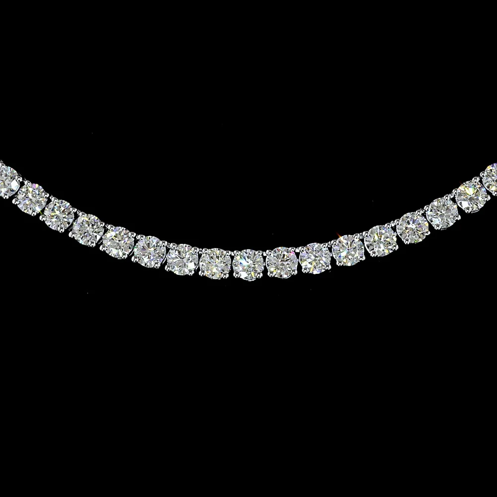 14K White Gold Tennis Necklace with 157 Round Brilliant Cut Lab Diamonds - 8.12 Carat Total Weight, E-F Color VS1 Clarity - Covaloro Fine Jewelry - Image 2