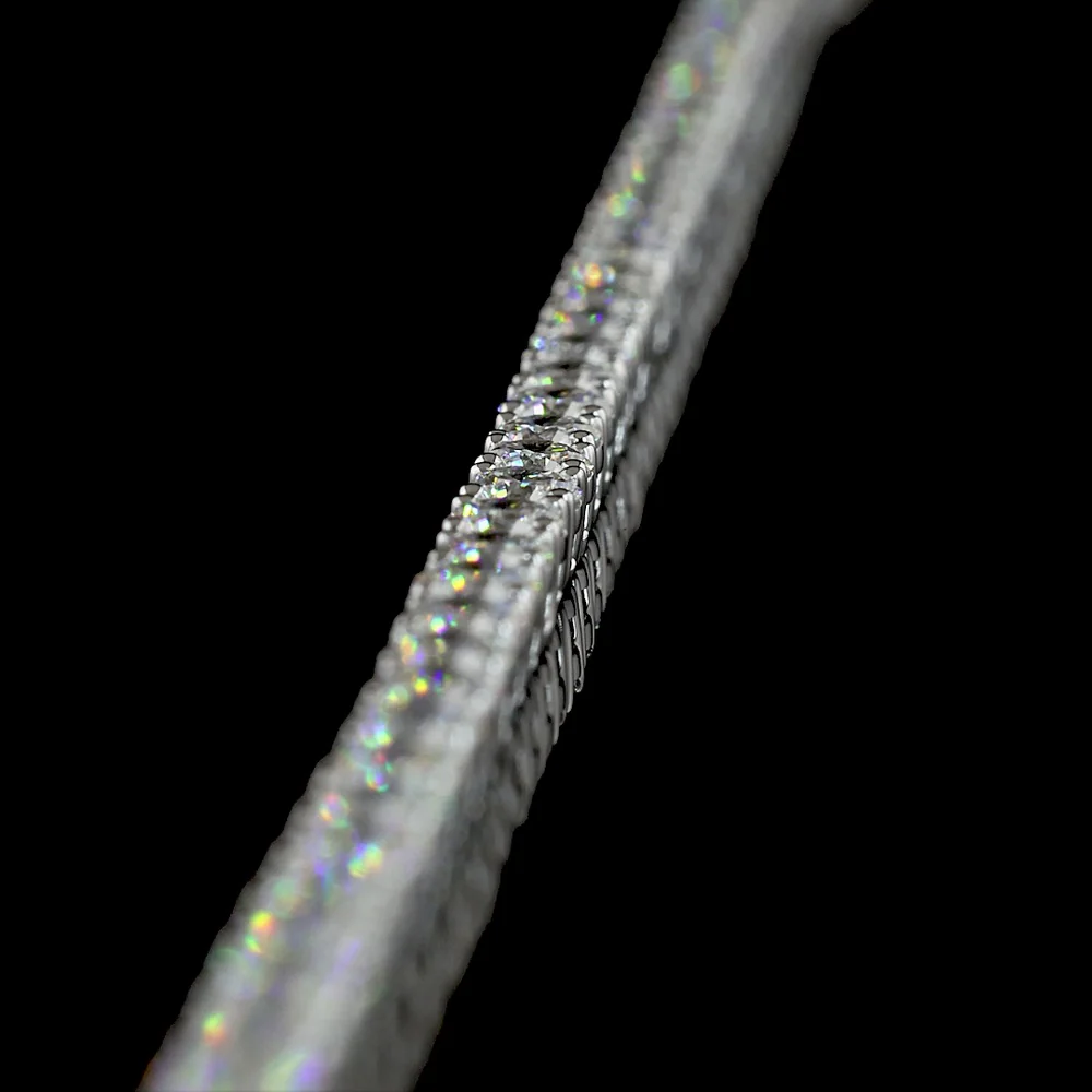 14K White Gold Tennis Necklace with 157 Round Brilliant Cut Lab Diamonds - 8.12 Carat Total Weight, E-F Color VS1 Clarity - Covaloro Fine Jewelry - Image 4