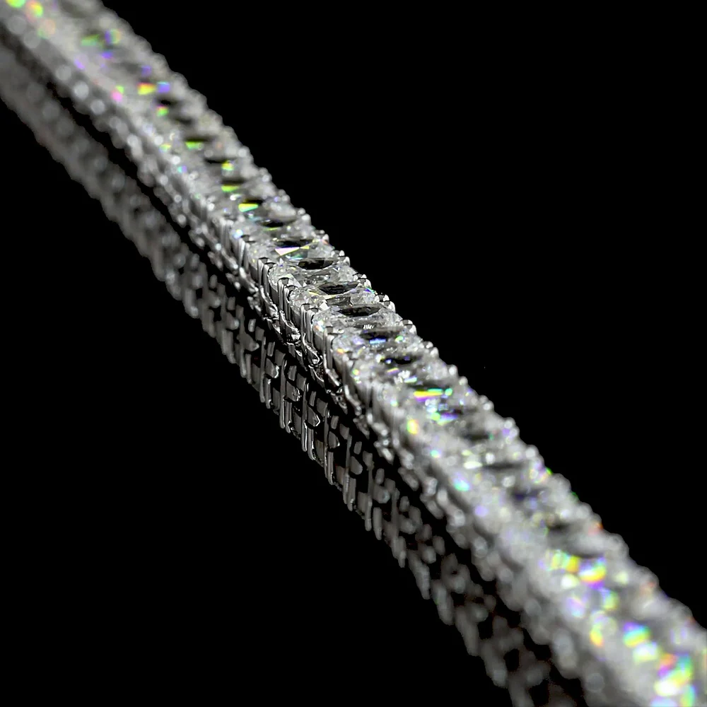 14K White Gold Tennis Necklace with 17.17 Carats of Antique Cushion Cut Lab Diamonds in Prong Setting E-F VS1 - Covaloro Fine Jewelry - Image 3
