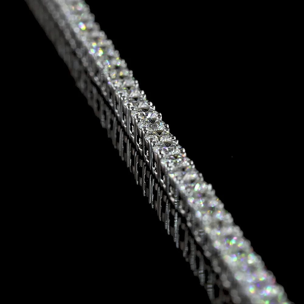 14K White Gold Tennis Necklace with 177 Prong-Set Round Lab Diamonds - E-F Color VS1 Clarity - 6.71 Carat Total Weight - Covaloro Fine Jewelry - Image 3