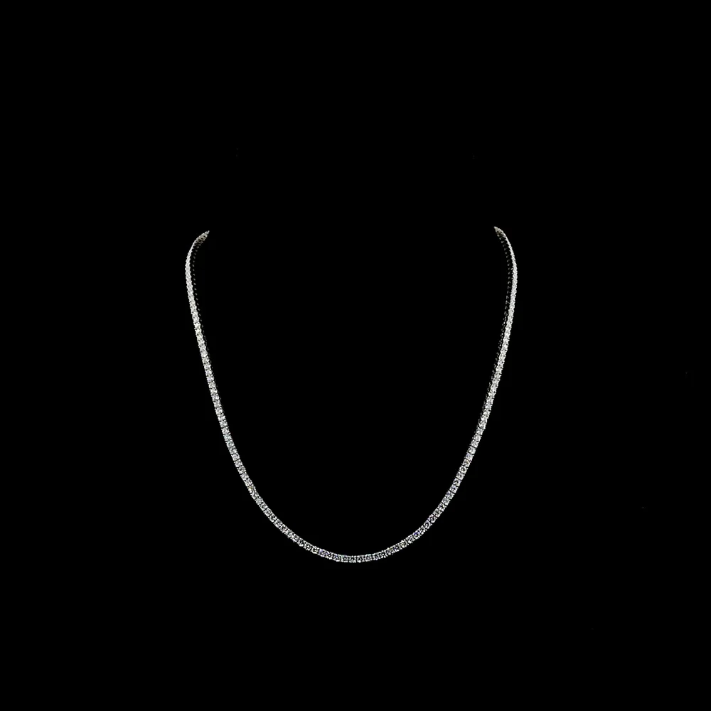 14K White Gold Tennis Necklace with 177 Round Brilliant Cut Lab Diamonds - 7.11 Carat Total Diamond Weight, E-F Color VS1 Clarity - Covaloro Fine Jewelry