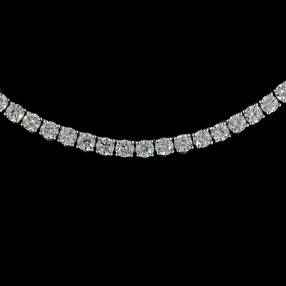 14K White Gold Tennis Necklace with 177 Round Brilliant Cut Lab Diamonds - 7.11 Carat Total Diamond Weight, E-F Color VS1 Clarity - Covaloro Fine Jewelry - Image 2