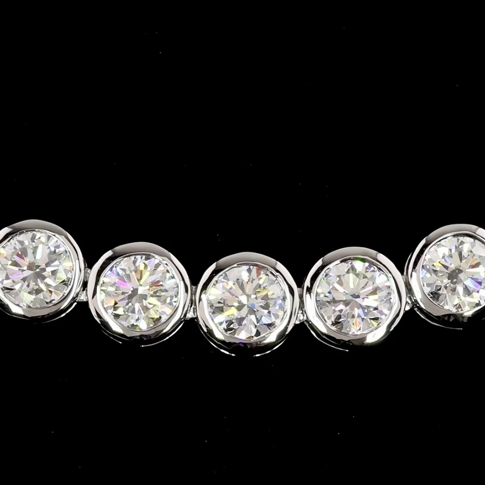14K White Gold Tennis Necklace with 83 Bezel-Set Round Lab Diamonds - 25.2 Carat Total Weight, E-F Color VS2 Clarity - Covaloro Fine Jewelry - Image 3
