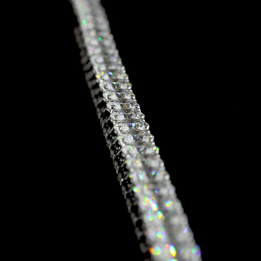 14K White Gold Tennis Necklace with 95 Round Brilliant and 8 Marquise Cut Lab Diamonds - 25.03 Carat Total Weight - Covaloro Fine Jewelry - Image 3