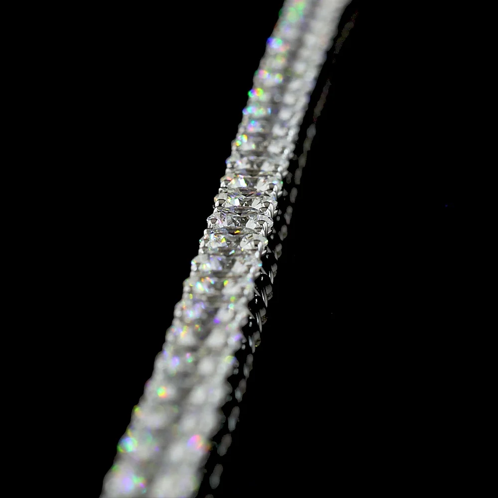14K White Gold Tennis Necklace with 95 Round Brilliant and 8 Marquise Cut Lab Diamonds - 25.03 Carat Total Weight - Covaloro Fine Jewelry - Image 4