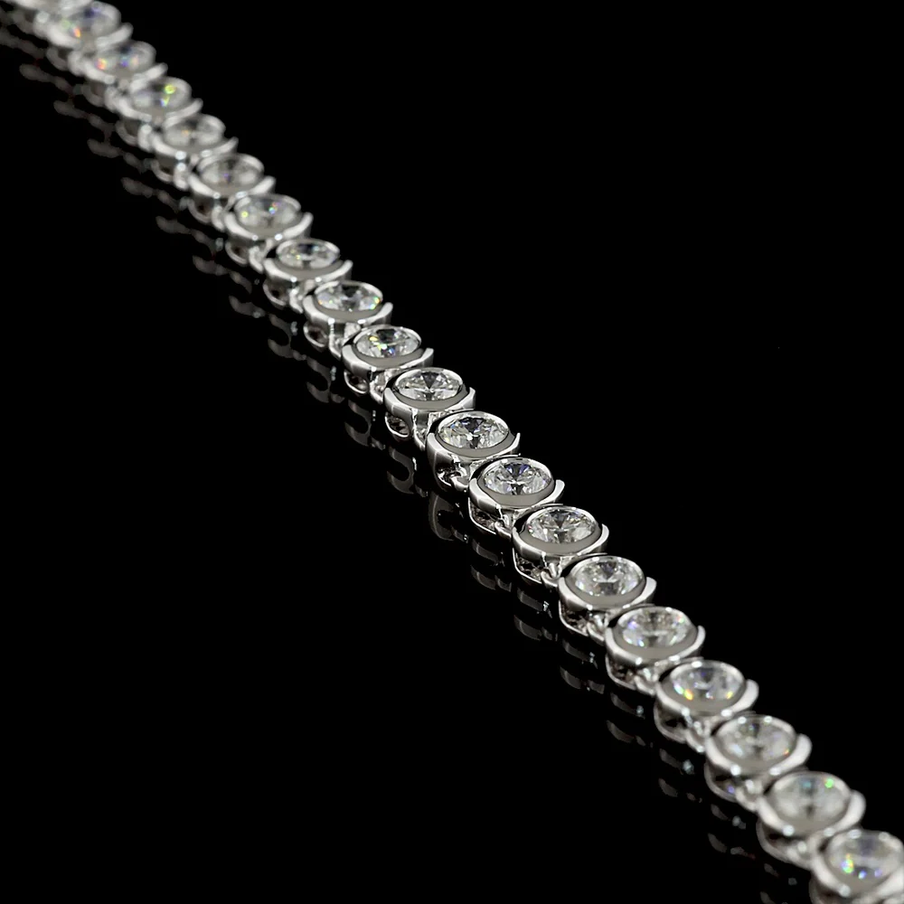 14K White Gold Tennis Necklace with 99 Bezel-Set Round Lab Diamonds - 10.59 Carat Total Weight, E-F Color VS Clarity - Covaloro Fine Jewelry - Image 3