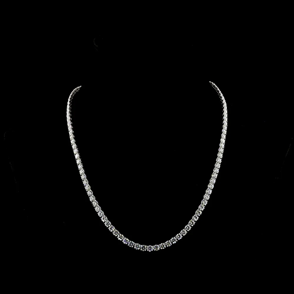 14K White Gold Tennis Necklace with Round and Marquise Lab Diamonds - 24.92 Carat Total Weight - Covaloro Fine Jewelry