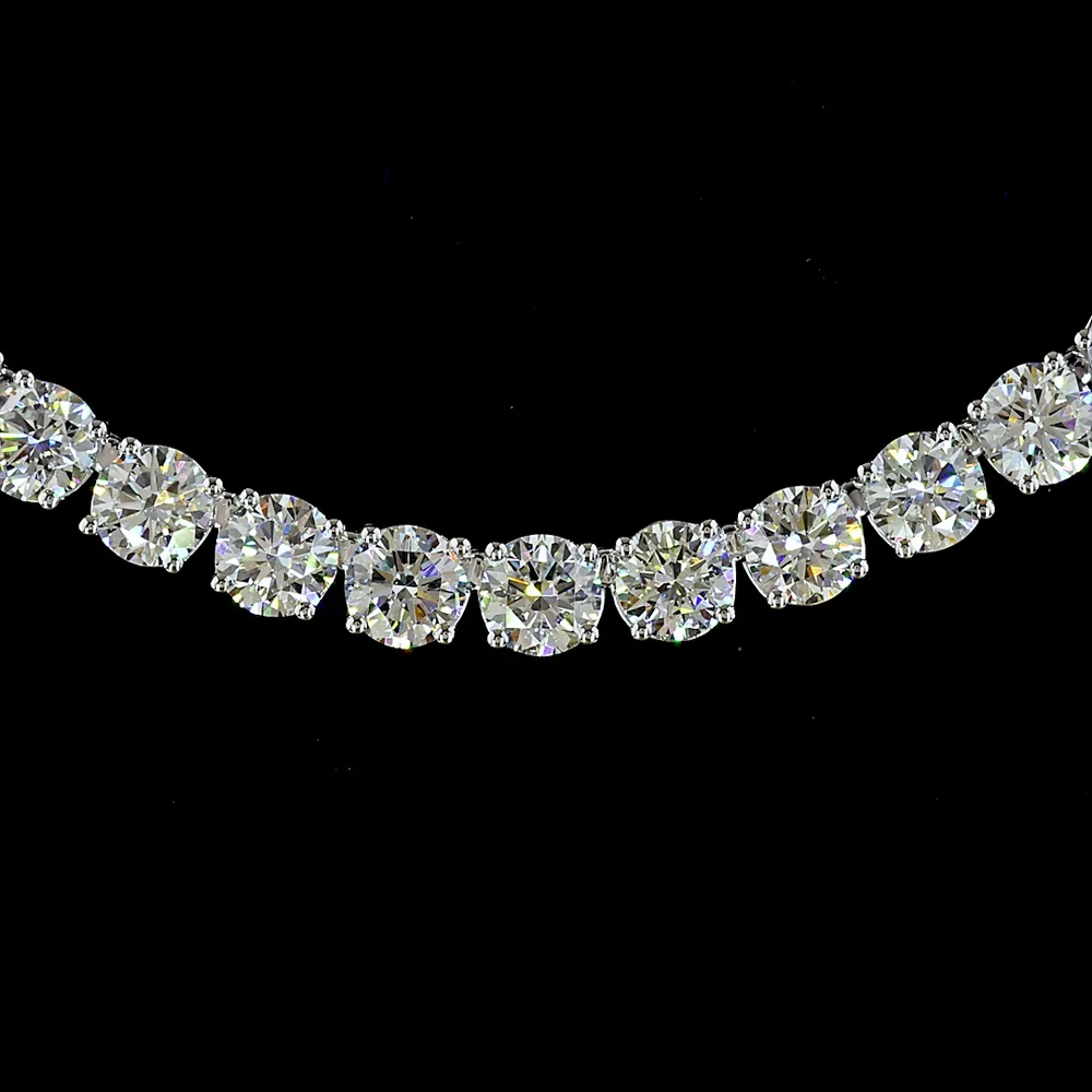 14K White Gold Tennis Necklace with Round and Marquise Lab Diamonds - 24.92 Carat Total Weight - Covaloro Fine Jewelry - Image 2