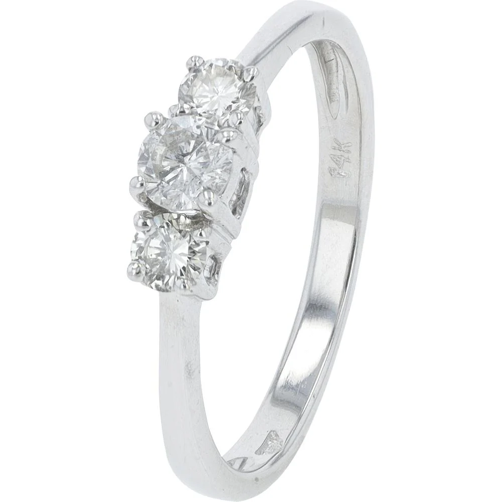14K White Gold Three Stone Engagement Ring with 0.50 Carat Total Diamond Weight
