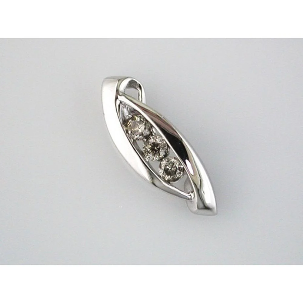 14K White Gold Three-Stone Pendant with 0.25 Carat Round Diamonds in a Contemporary Free-Form Setting - Royal Jewelry