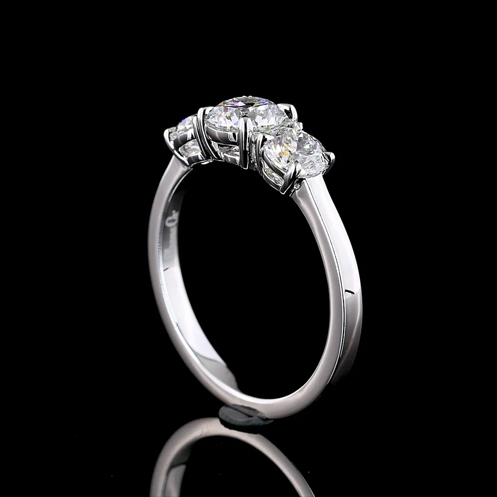 14K White Gold Three Stone Ring with Round Brilliant Cut Lab Diamonds - 1.38 Carats Total Diamond Weight - Covaloro Fine Jewelry - Image 3