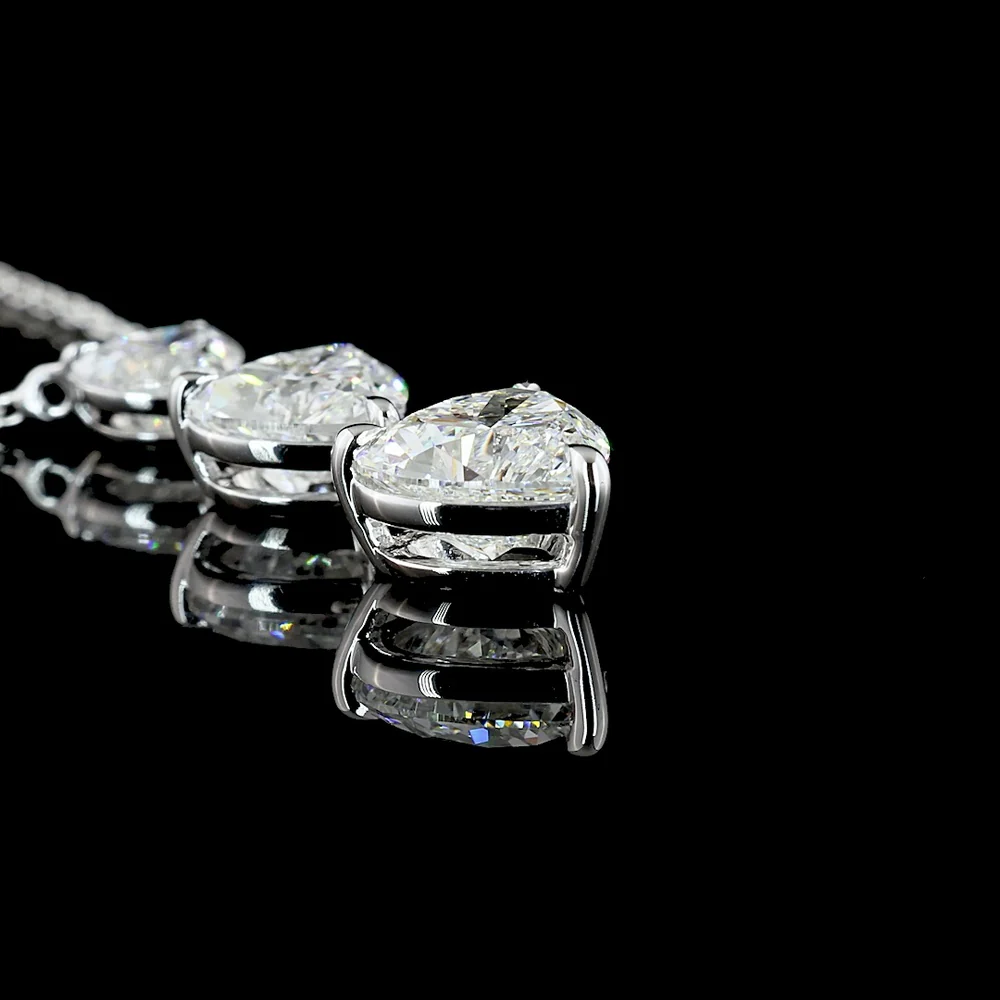 14K White Gold Three-Tier Heart Shape Lab Diamond Pendant - Featuring 3.01 Carats Total Weight E-F VVS2-VS1 Diamonds - Covaloro Fine Jewelry - Image 3