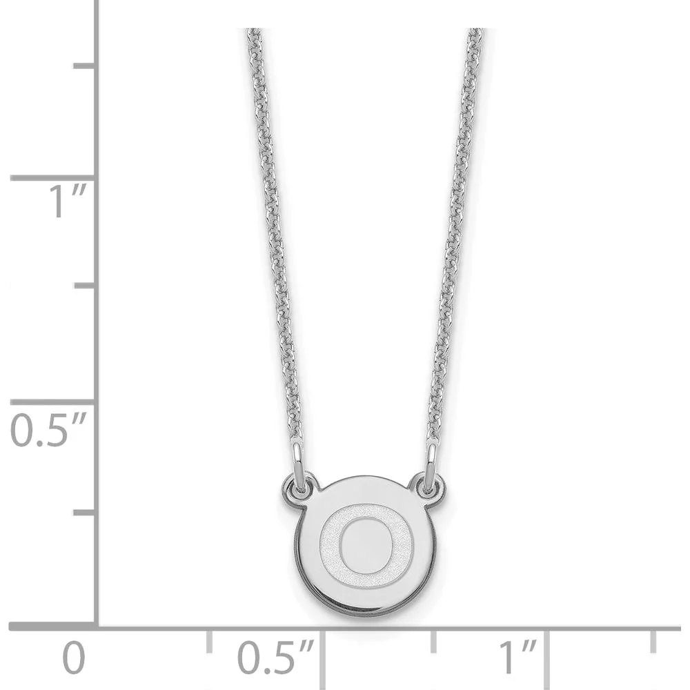14K White Gold Tiny Circle Block Letter O Initial Necklace with Polished Finish and Rhodium-Plated Chain - 8.25mm Charm by Oro Pregiato - Image 2