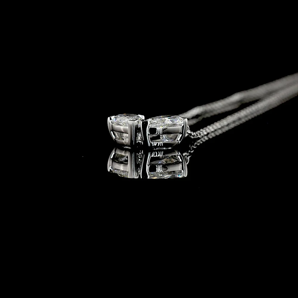 14K White Gold Toi et Moi Pendant with Inclined Pear-Shape Lab Diamonds - 0.64 Carat Total Weight, E-F Color VS Clarity - Covaloro Fine Jewelry - Image 3
