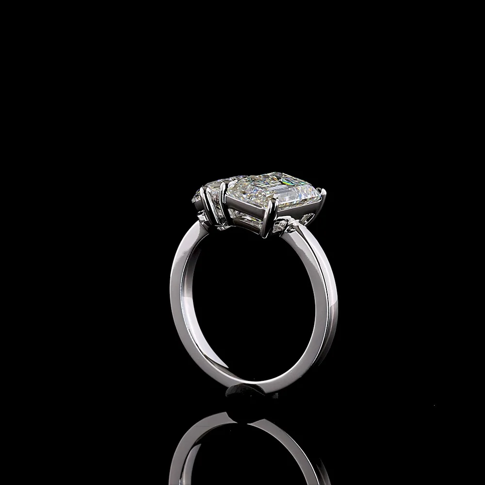 14K White Gold Toi et Moi Ring with 3.03 Carat Emerald Cut and 2.03 Carat Pear Shape Lab Diamonds - 5.06 Carat Total Diamond Weight - Covaloro Fine Jewelry - Image 3