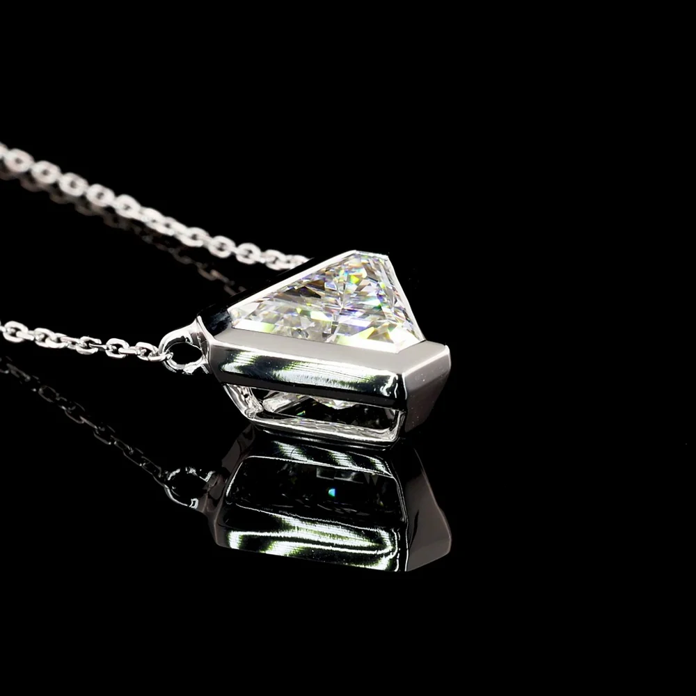 14K White Gold Triangle Cut Lab Diamond Solitaire Pendant - 2.05 Carat Total Weight, F VVS2 - Covaloro Fine Jewelry - Image 2
