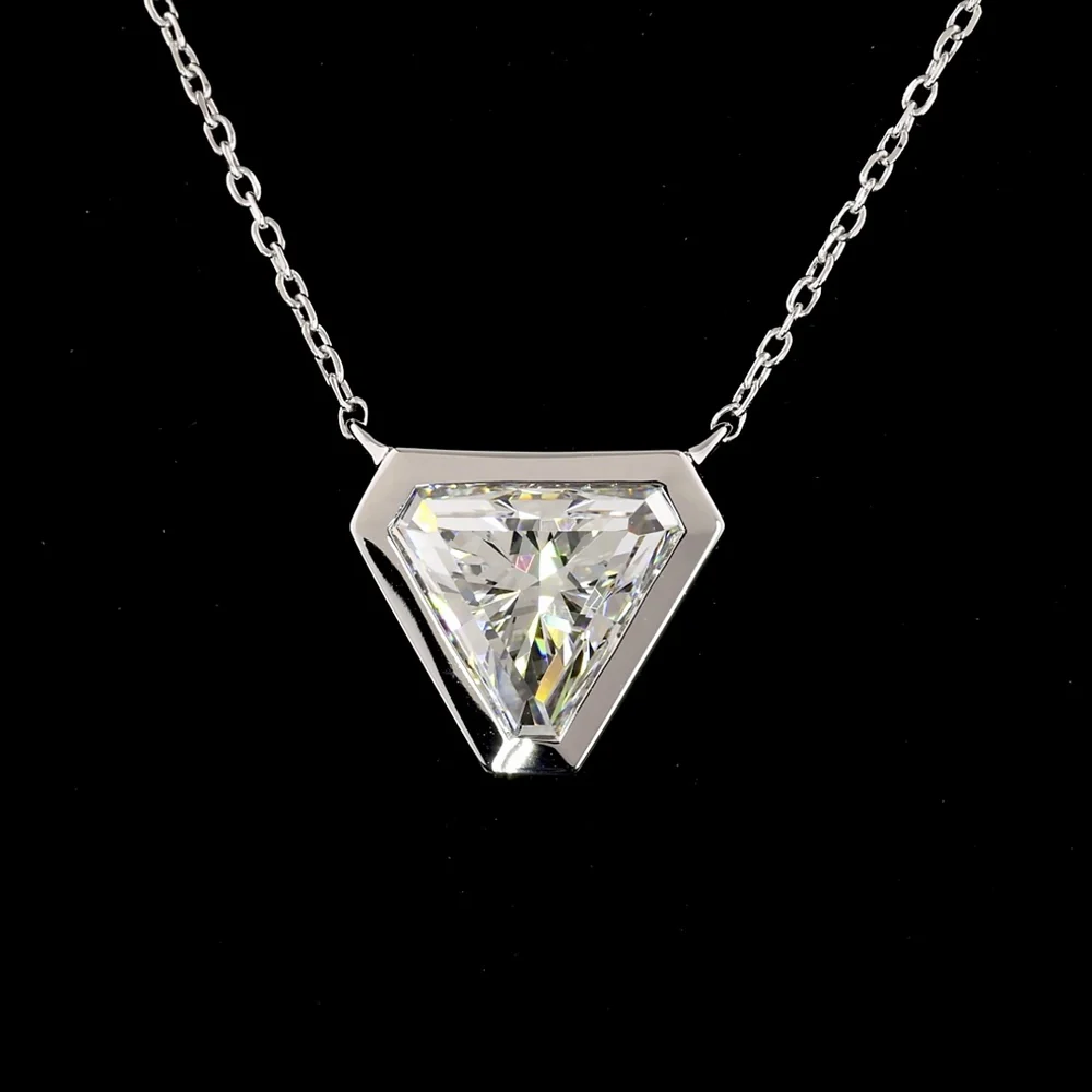 14K White Gold Triangle Cut Lab Diamond Solitaire Pendant - 2.05 Carat Total Weight, F VVS2 - Covaloro Fine Jewelry - Image 3