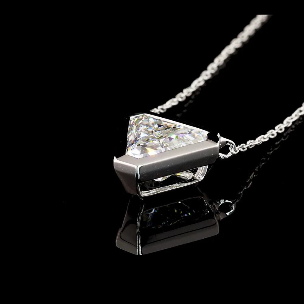 14K White Gold Triangle Cut Lab Diamond Solitaire Pendant - 2.05 Carat Total Weight, F VVS2 - Covaloro Fine Jewelry - Image 4