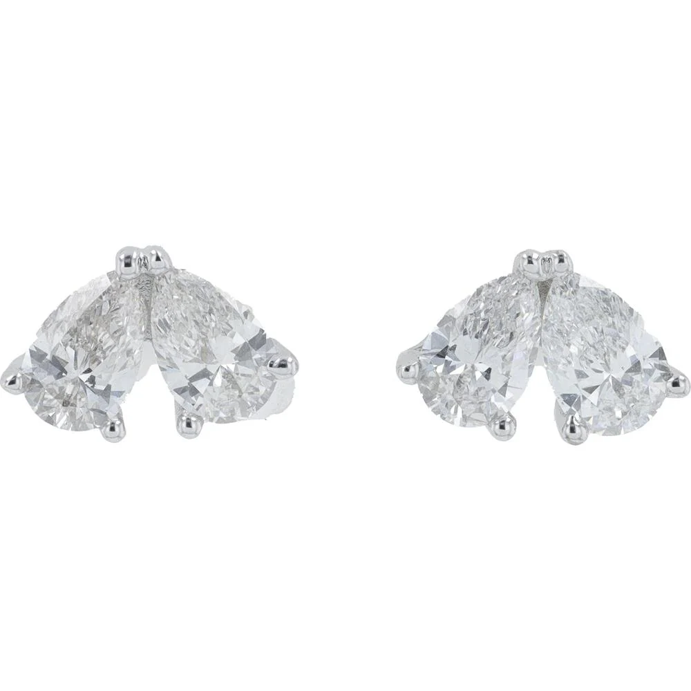 14K White Gold Two - Stone Lab Grown Diamond Earrings - 1.00 Carat Total Diamond Weight