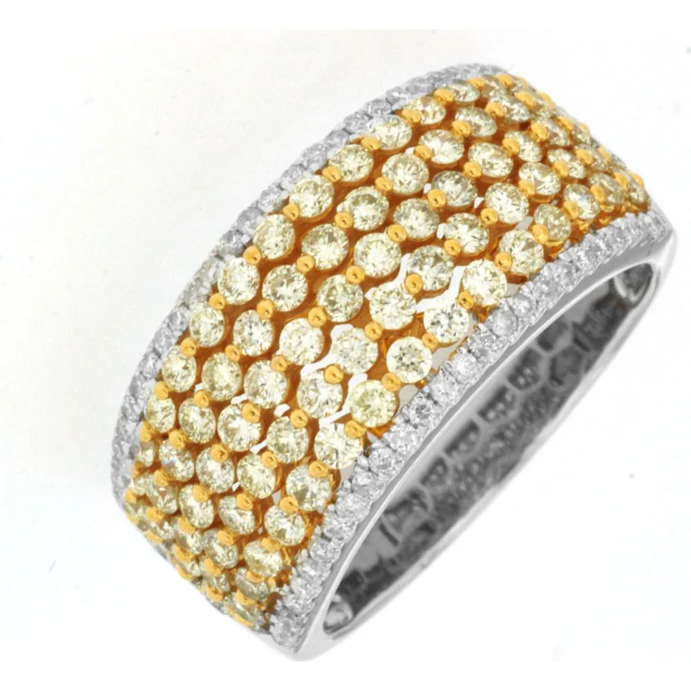14K White Gold Yellow Diamond & Diamond Ring - 1.78 Carats Total Diamond Weight - Royal Jewelry