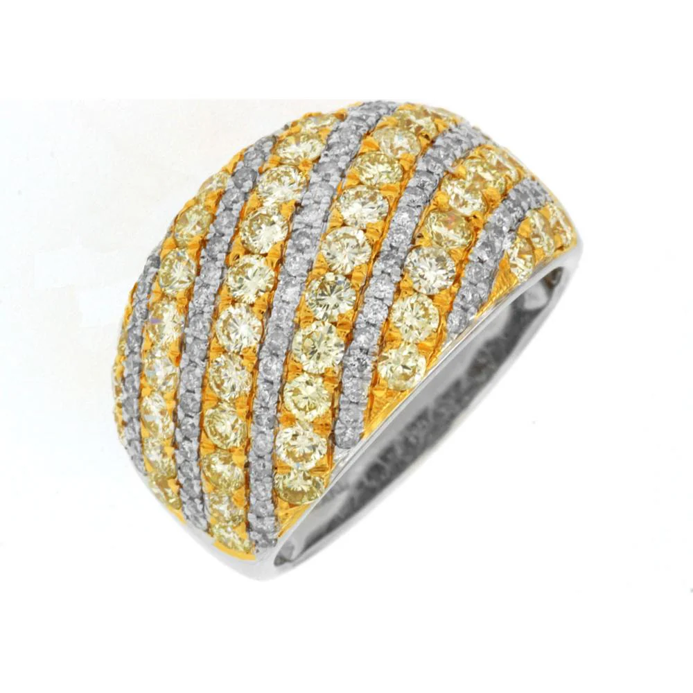 14K White Gold Yellow Diamond & Diamond Ring - 2.32 Carats Total Diamond Weight - Royal Jewelry