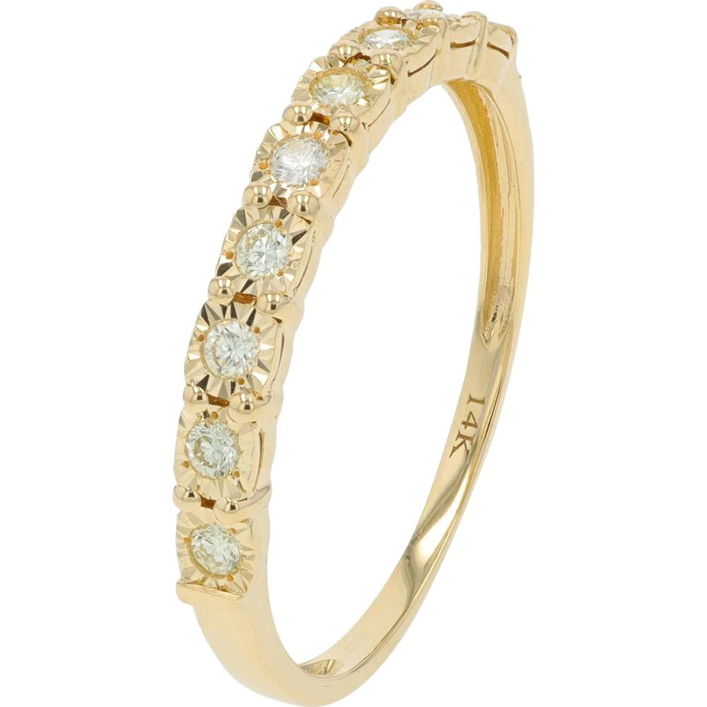 14K Yellow Gold 0.16 Carat Round Diamond Band - Prong Set