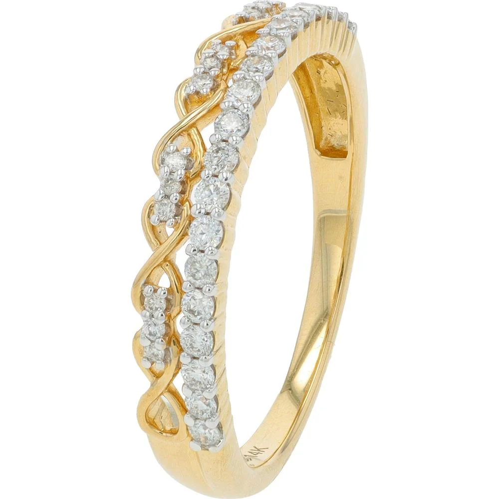 14K Yellow Gold 0.25 Carat Diamond Band with Prong - Set Round Diamonds