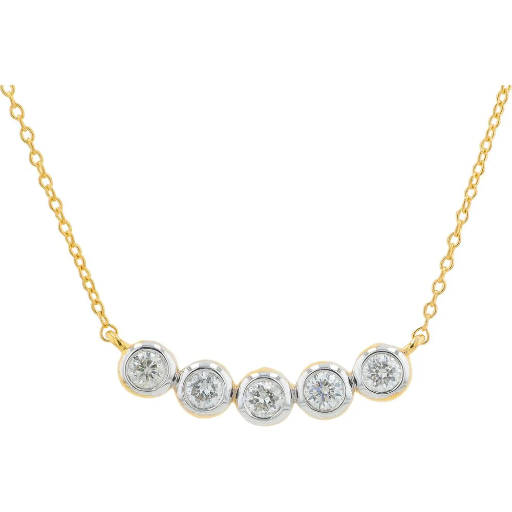 14K Yellow Gold 0.25 Carat Diamond Bezel Set Pendant Necklace