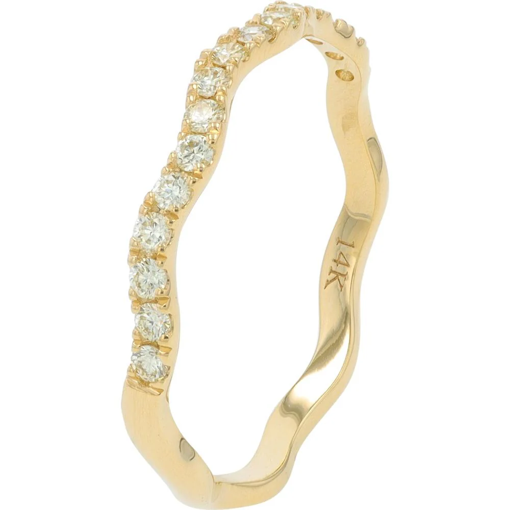 14K Yellow Gold 0.25 Carat Diamond Wavy Band - 0.25 Carat Total Diamond Weight