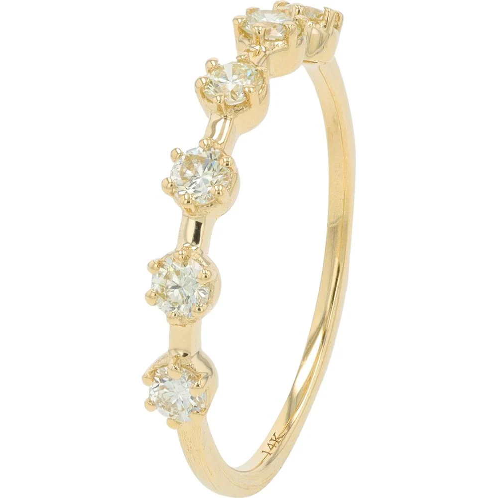 14K Yellow Gold 0.45 Carat Diamond Band with Prong Set Round Diamonds