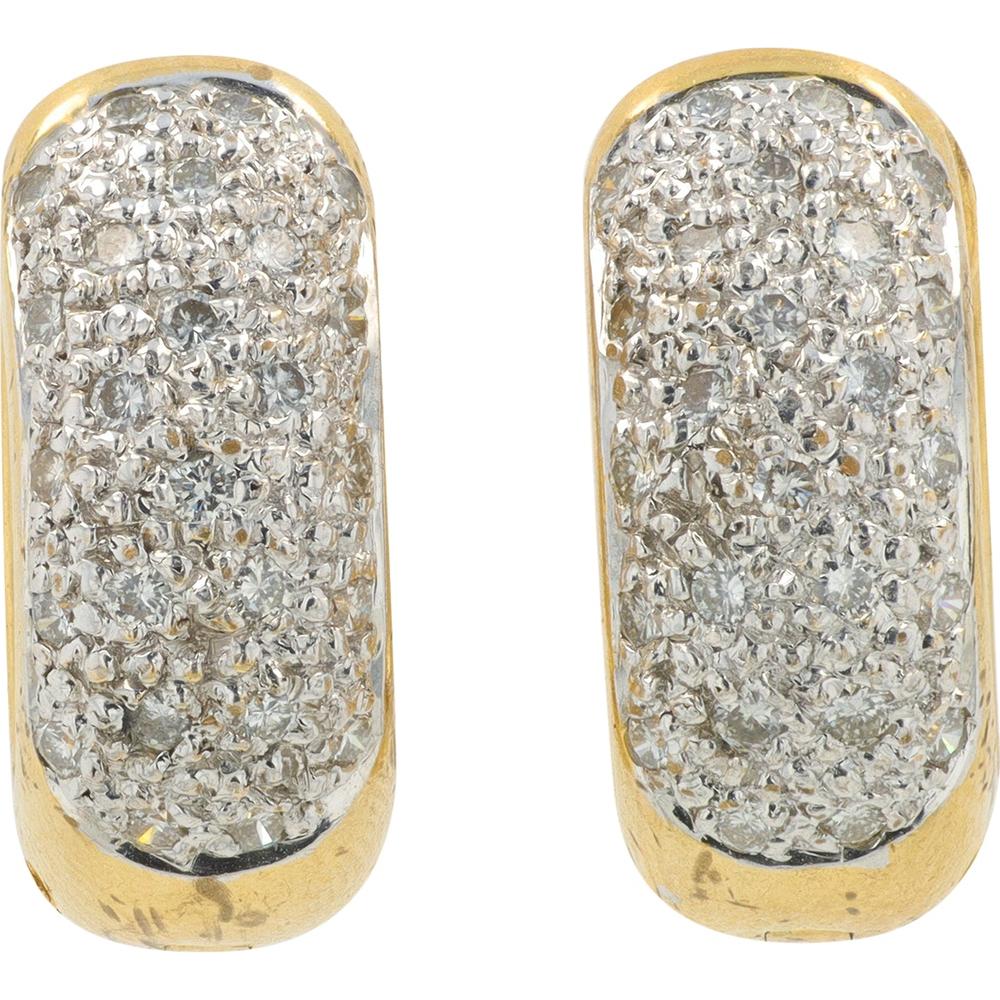 14K Yellow Gold 0.50 Carat Diamond Hoop Earrings - Prong Set - Image 2