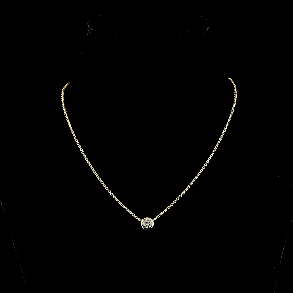 14K Yellow Gold 0.73 Carat Round Lab Diamond Solitaire Pendant with Bezel Setting - E-F Color, VS1 Clarity - Covaloro Fine Jewelry