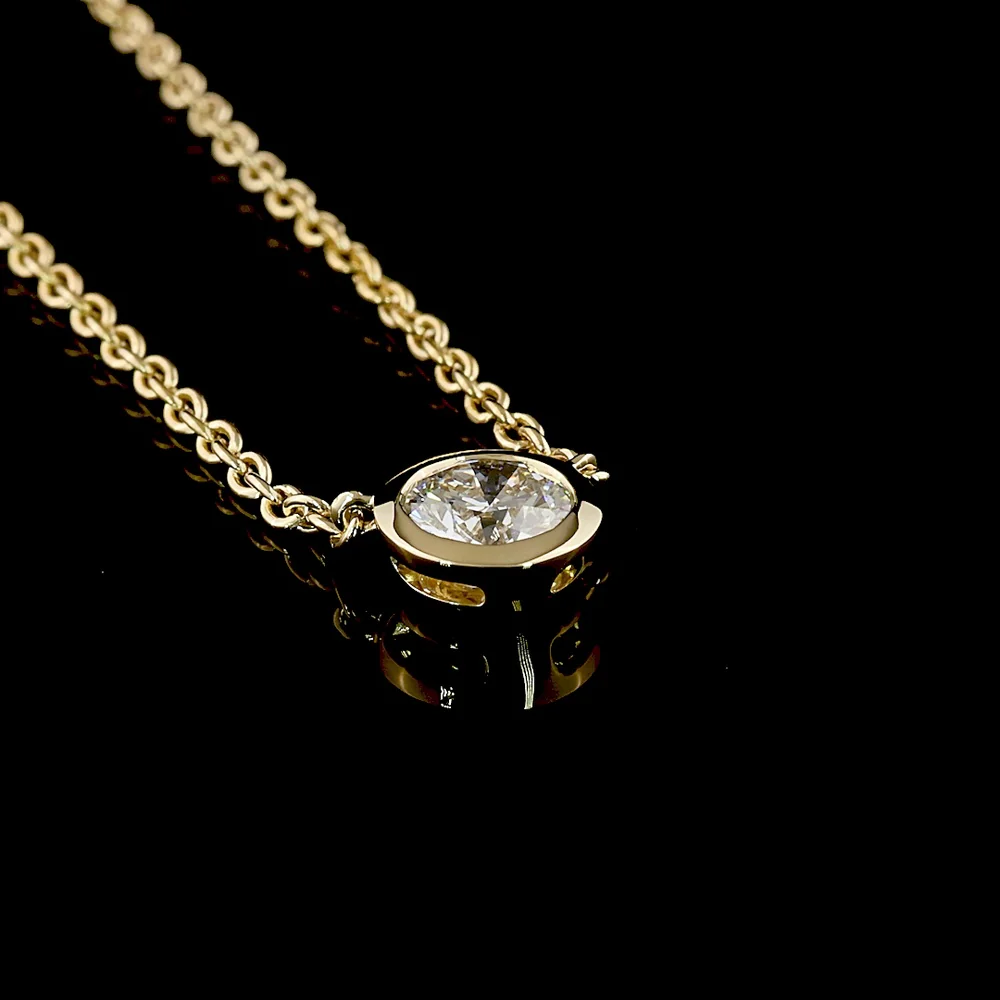 14K Yellow Gold 0.73 Carat Round Lab Diamond Solitaire Pendant with Bezel Setting - E-F Color, VS1 Clarity - Covaloro Fine Jewelry - Image 3