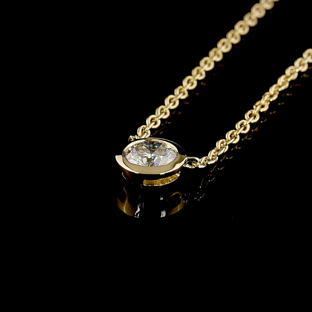 14K Yellow Gold 0.73 Carat Round Lab Diamond Solitaire Pendant with Bezel Setting - E-F Color, VS1 Clarity - Covaloro Fine Jewelry - Image 4