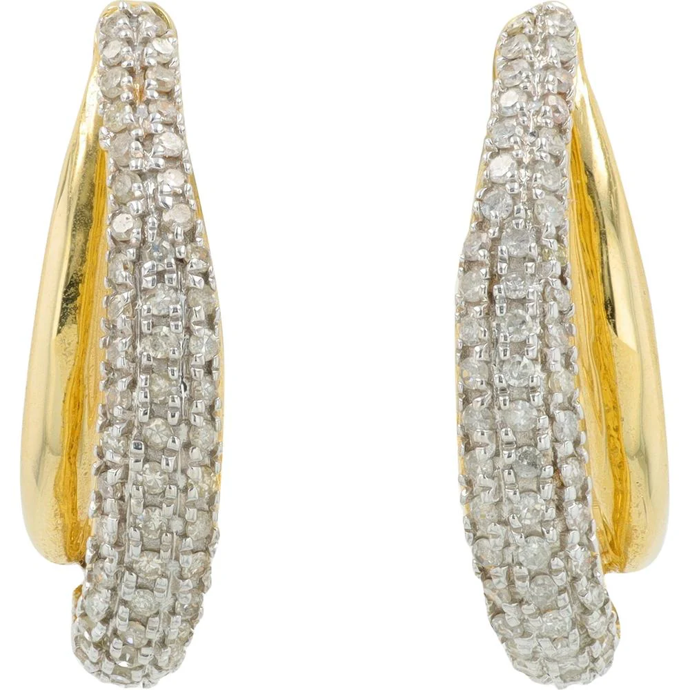 14K Yellow Gold 0.75 Carat Diamond Bypass Hoops - 0.75 Carat Total Diamond Weight - Image 2