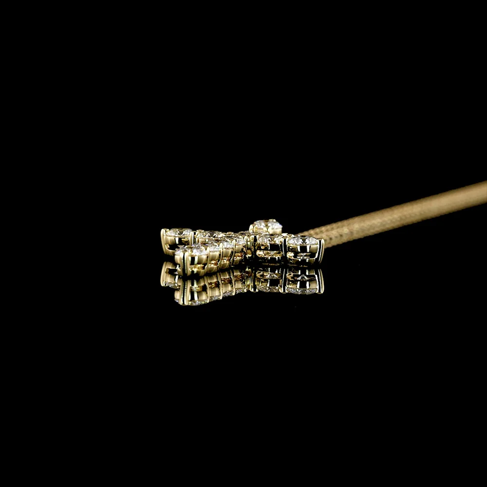 14K Yellow Gold 0.99 Carat Lab Diamond Cross Pendant with Brilliant Cut Round Stones in Prong Setting - E-F Color VS1 Clarity - Covaloro Fine Jewelry - Image 3