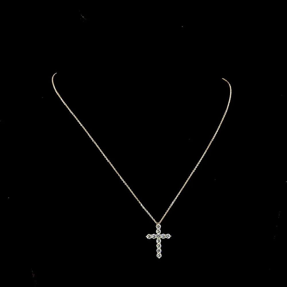 14K Yellow Gold 0.99 Carat Lab Diamond Cross Pendant with Brilliant Cut Round Stones in Prong Setting - E-F Color VS1 Clarity - Covaloro Fine Jewelry - Image 4