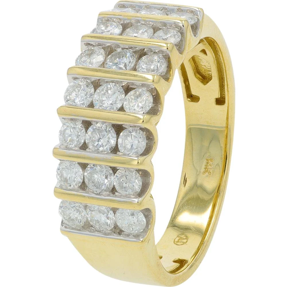 14K Yellow Gold 1.00 Carat Total Weight Diamond Layered Band Ring
