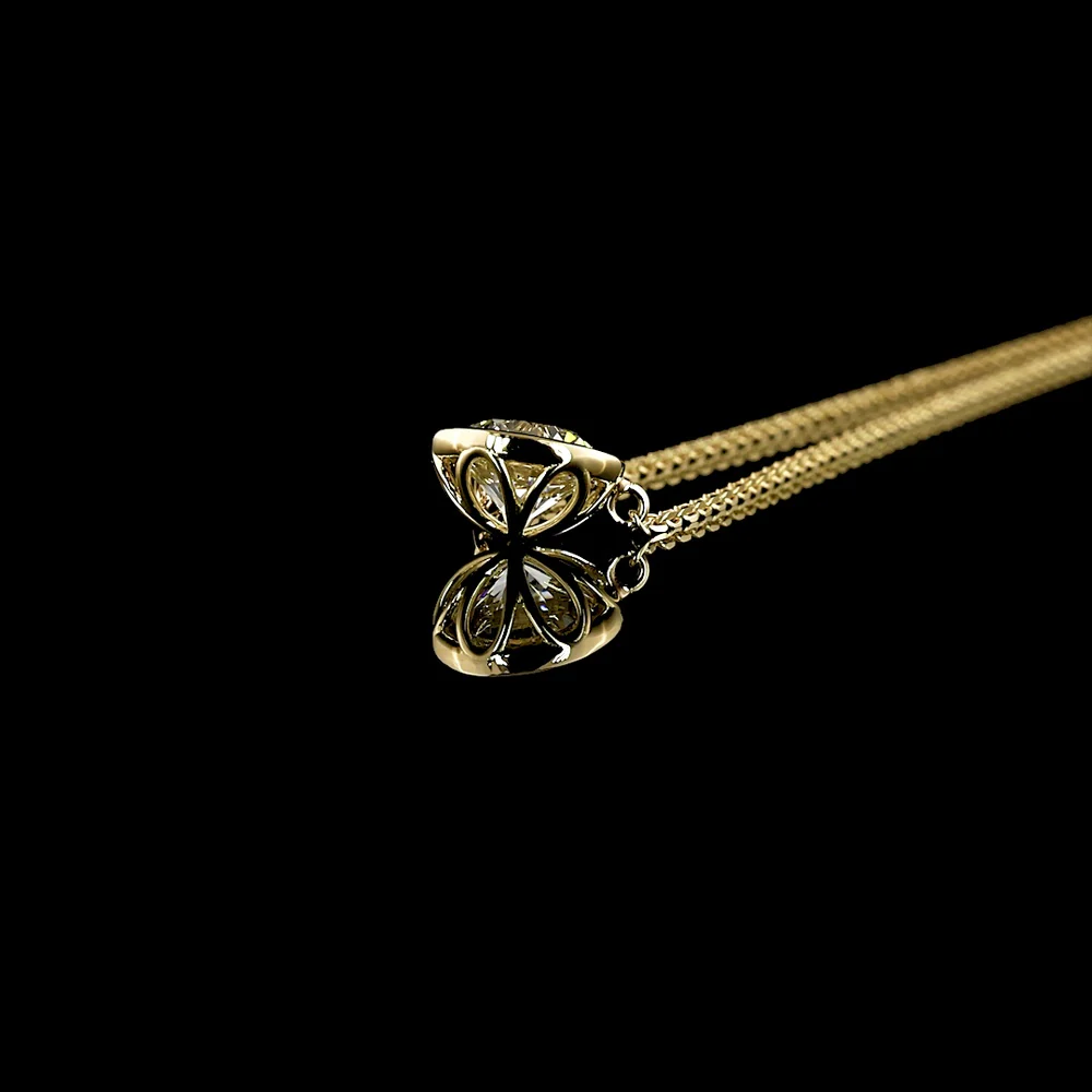 14K Yellow Gold 1.01 Carat Round Solitaire Pendant with Bezel Set Lab Diamond - D VS1 Color Clarity - Covaloro Fine Jewelry - Image 3
