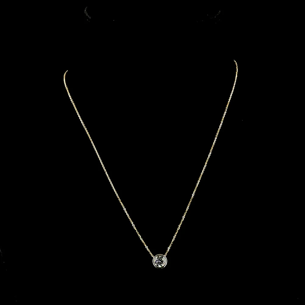 14K Yellow Gold 1.01 Carat Round Solitaire Pendant with Bezel Set Lab Diamond - D VS1 Color Clarity - Covaloro Fine Jewelry - Image 4
