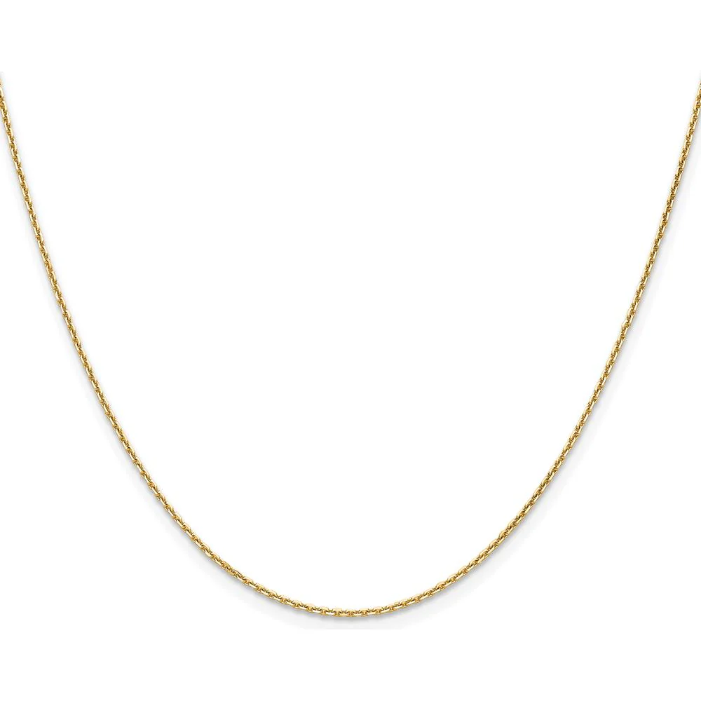 14K Yellow Gold 1.2mm Diamond-Cut Cable Chain Necklace - 14" by Oro Pregiato - Image 2