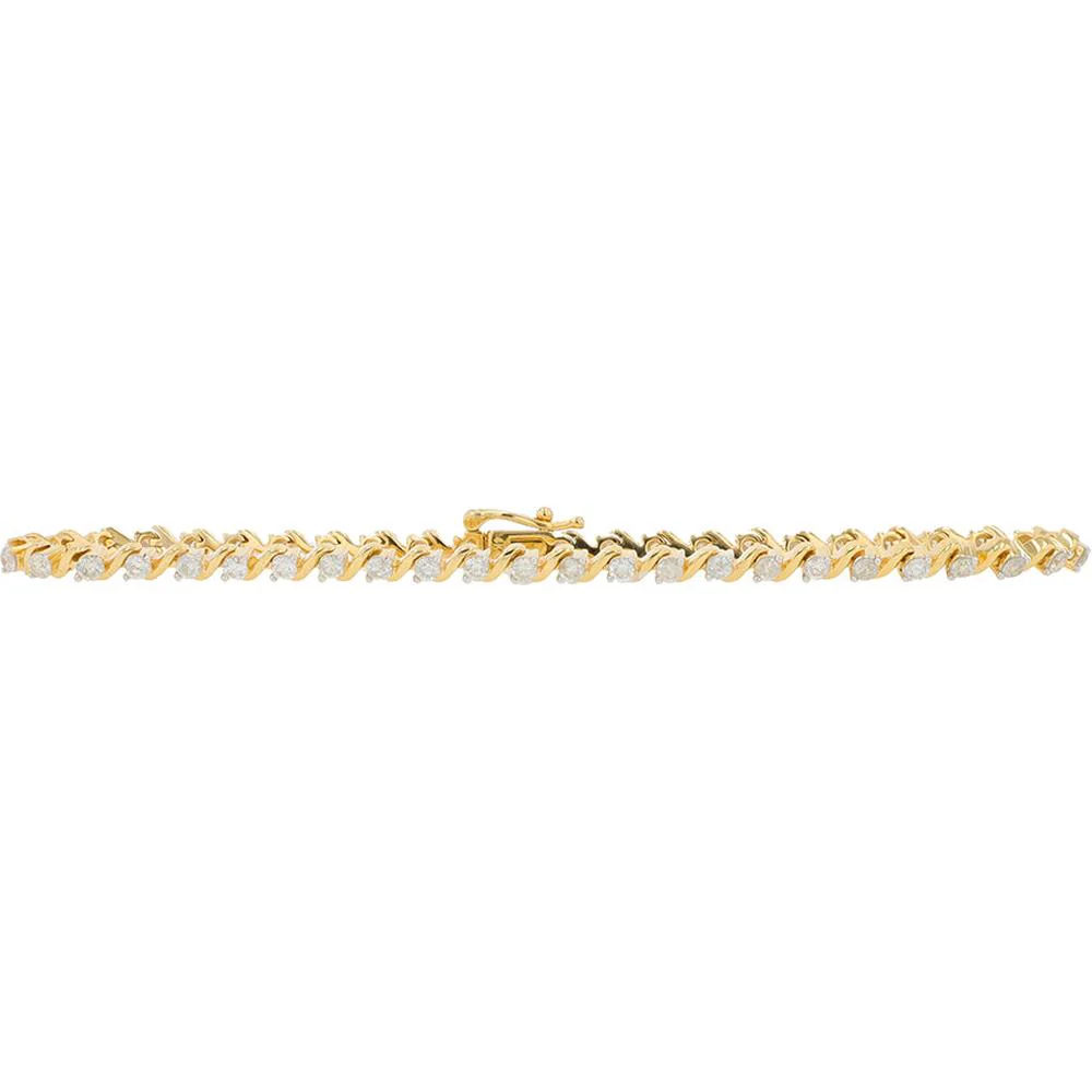 14K Yellow Gold 1.50 Carat Diamond Tennis Bracelet - Elegant and Sparkling Design