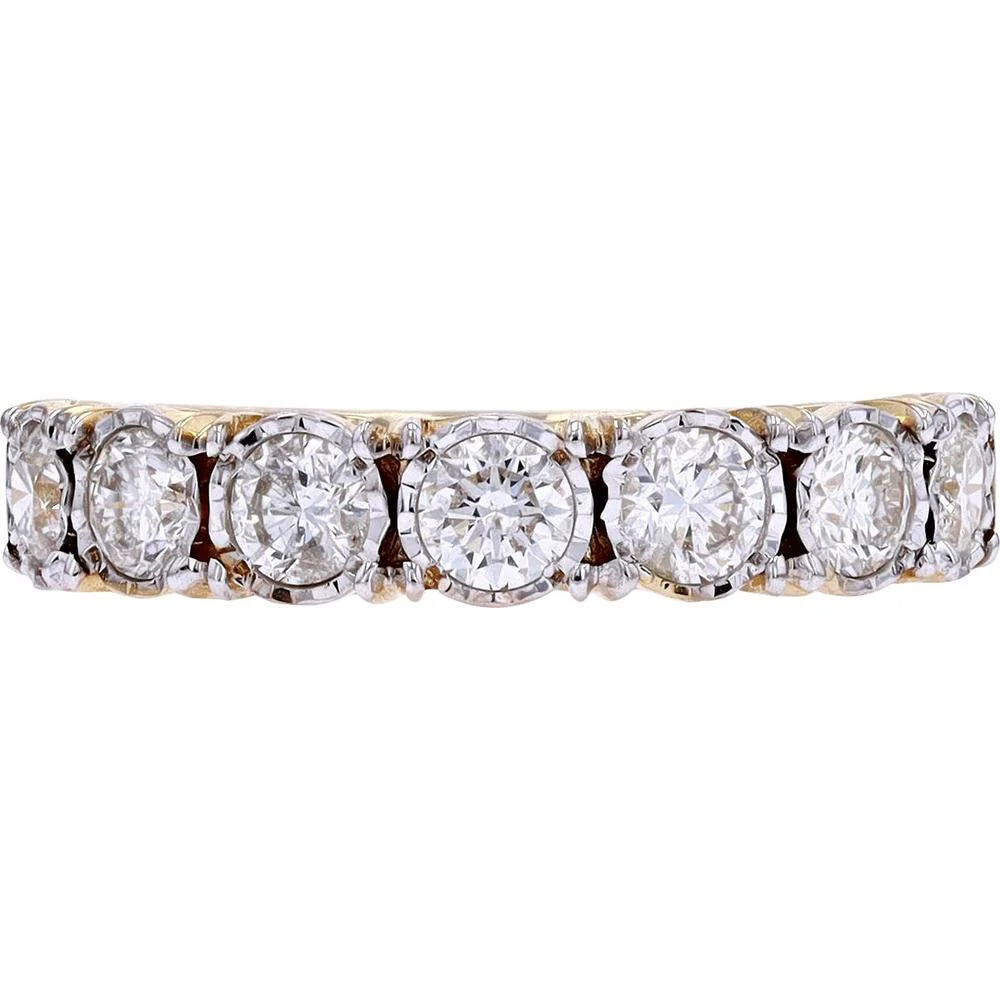 14K Yellow Gold 1 Carat Miracle Set Diamond Band - Round Diamonds - 1.00 Carat Total Diamond Weight
