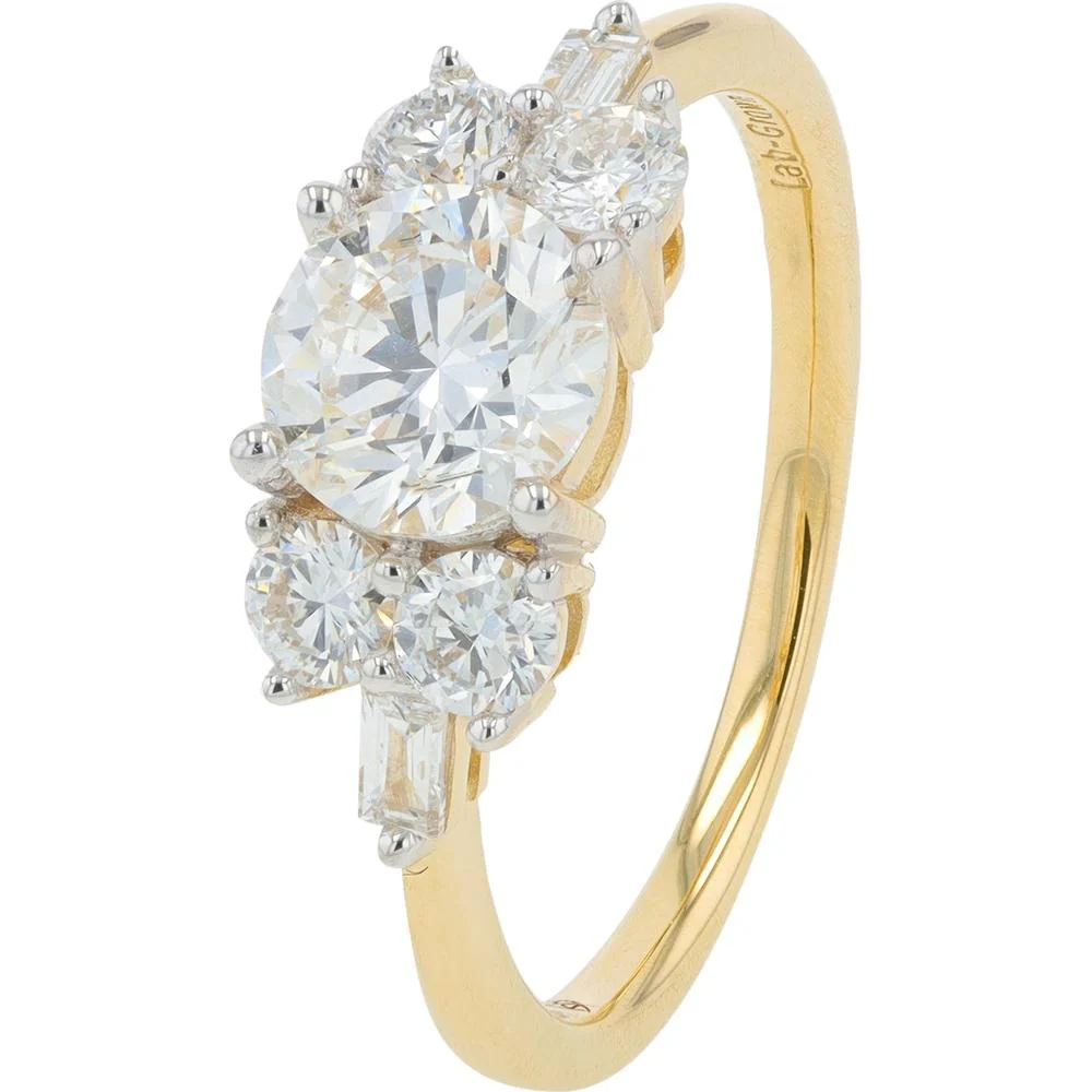 14K Yellow Gold 1 Carat Round Lab Grown Diamond Engagement Ring - 1.50 Carat Total Diamond Weight