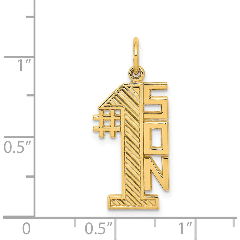14K Yellow Gold #1 Son Charm - A Symbol of Father's Love and Pride by Oro Pregiato - Image 4