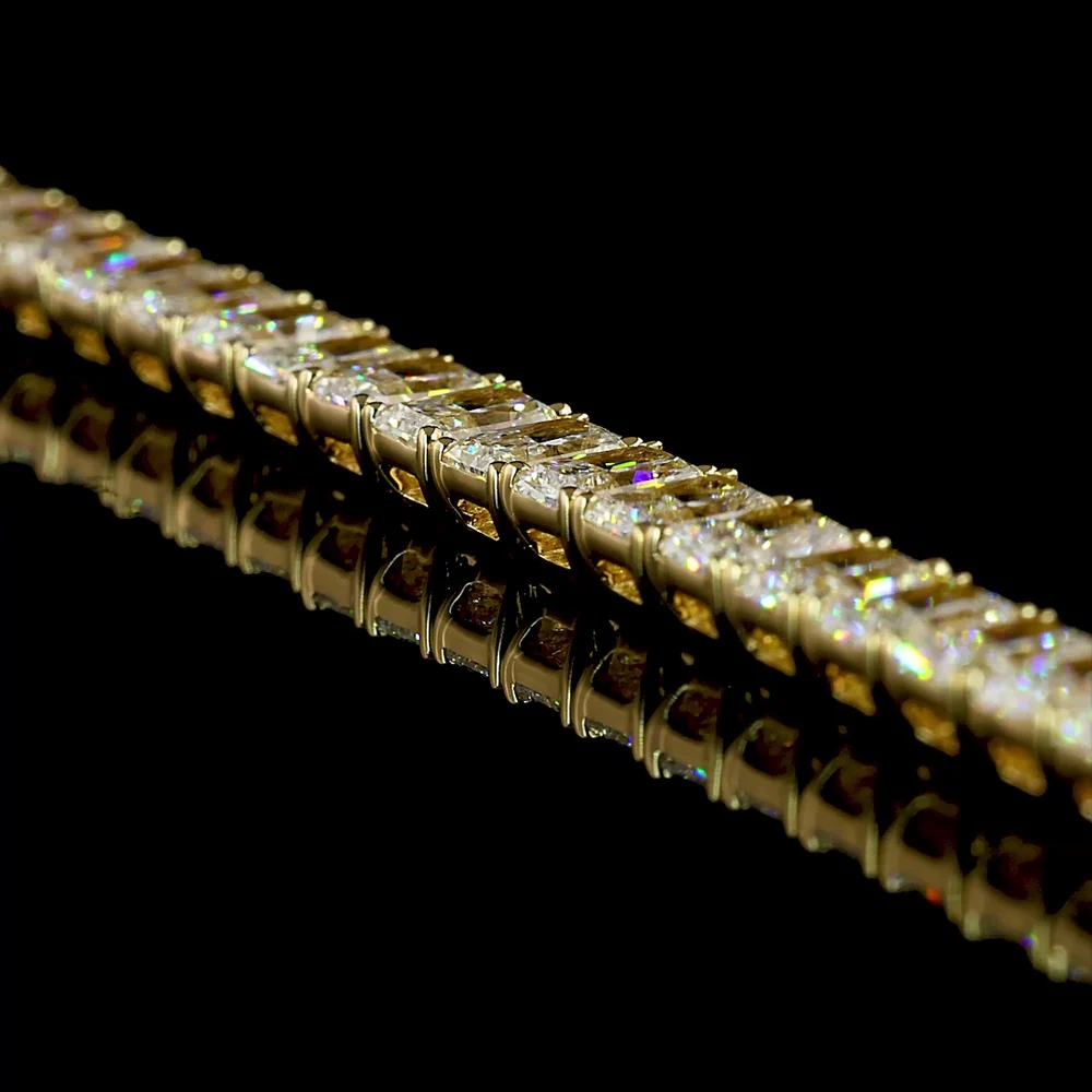 14K Yellow Gold 10.12 Carat Radiant Cut Lab Diamond Tennis Bracelet with E-F VS Clarity and Prong Settings - Covaloro Fine Jewelry - Image 3