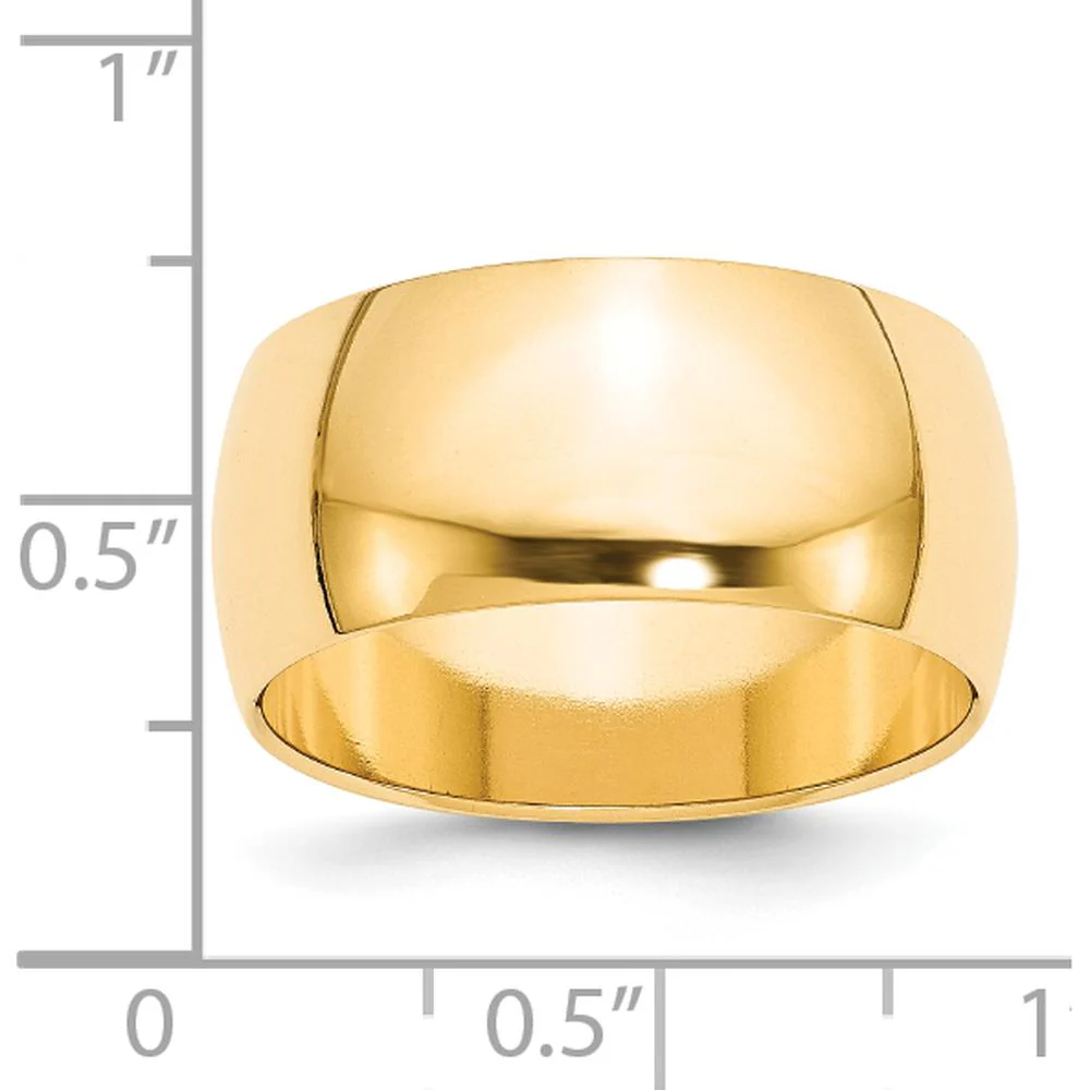 14K Yellow Gold 10mm Half-Round Wedding Band Size 9.5 - Polished Finish by Luciano & Cie - Image 3
