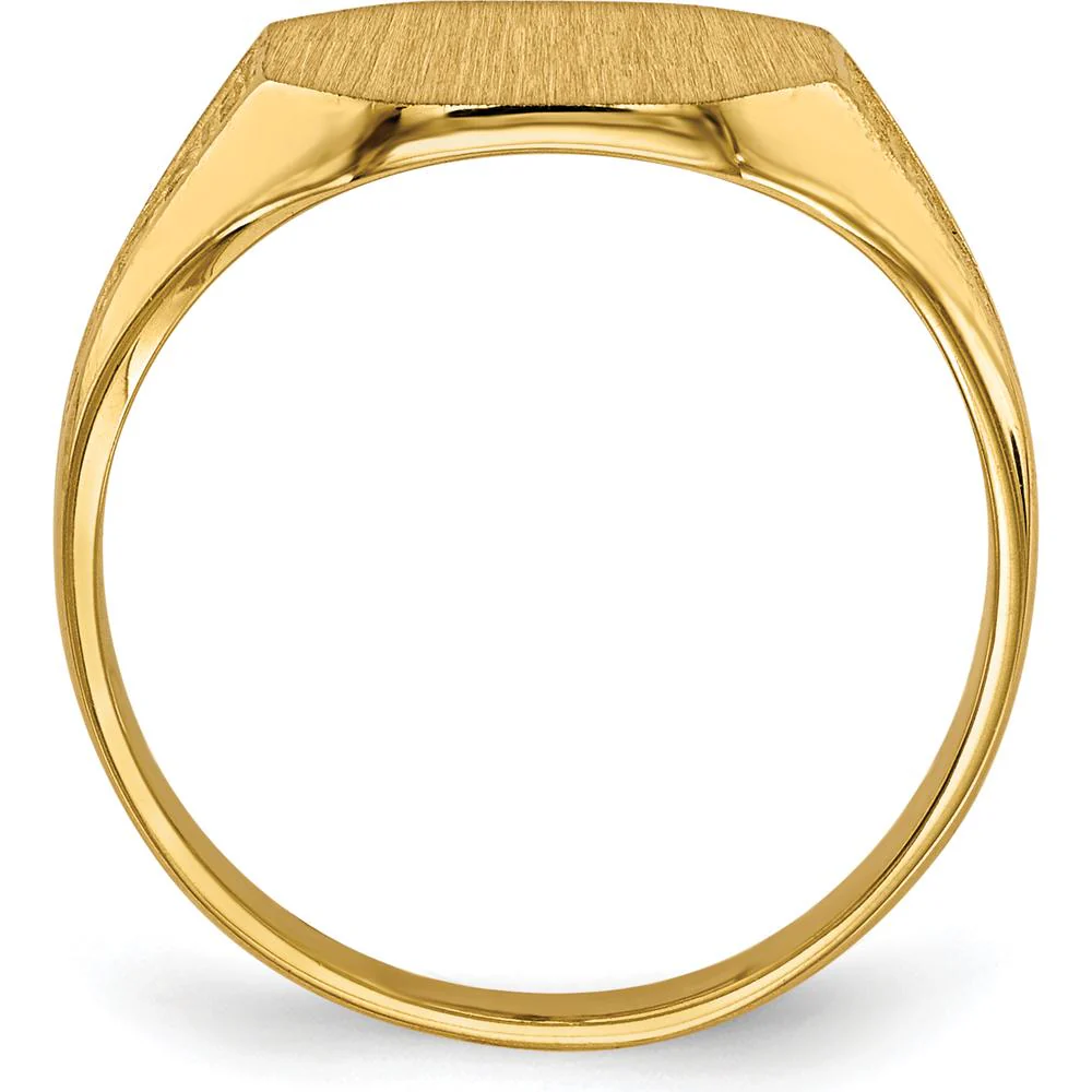 14K Yellow Gold 11x9mm Engravable Satin Finish Signet Ring - Size 6 by Oro Pregiato - Image 2
