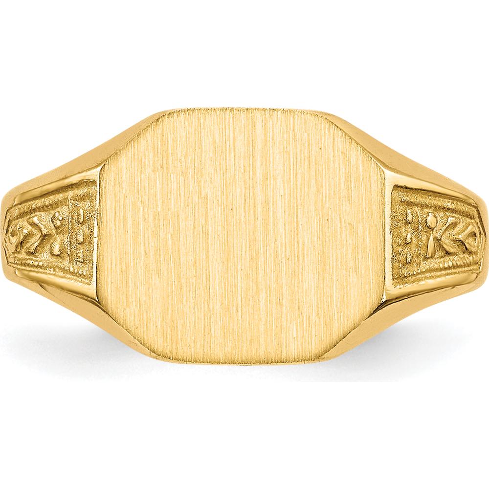 14K Yellow Gold 11x9mm Engravable Satin Finish Signet Ring - Size 6 by Oro Pregiato - Image 4